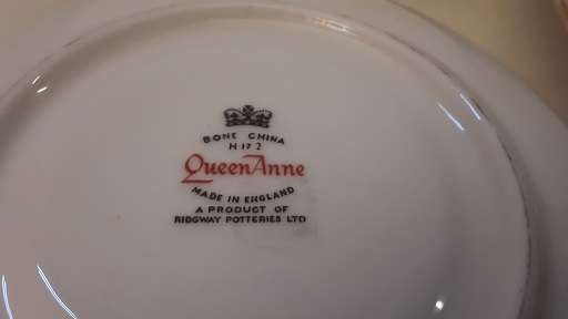 Queen Anne England  two saucers  and cake side plate