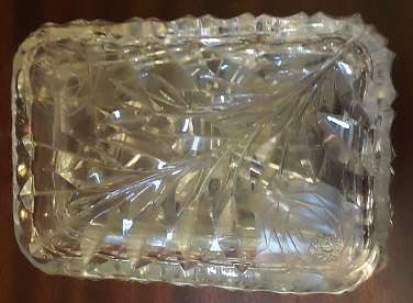 Glass : Crystal Rose Cut Lidded Dish / Butter  13 CM X 5.5 CM