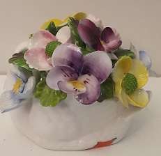 Denton England Porcelain  swan with  Flowers  7 cm