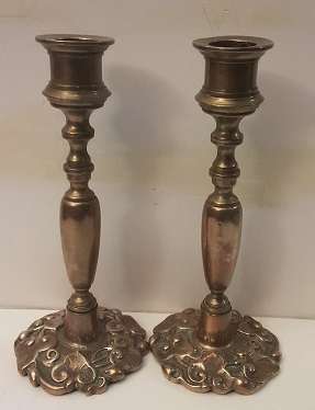 Pair of Vintage Brass Candlestick  Holders 18 cm