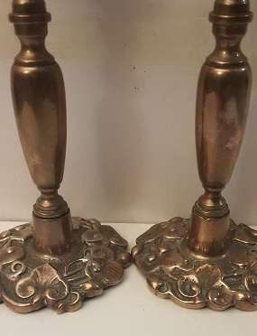 Pair of Vintage Brass Candlestick  Holders 18 cm