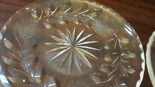 Glass : Crystal Rose cut starburst Plates 15.5 cm