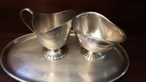 Silver Plate 3 Piece milk jug , sugar basin and tray