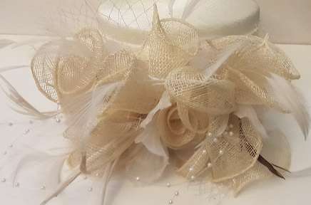 Women's  Cream Hat - head size 18 x 16 cm