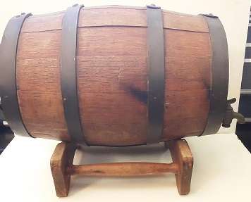 Vintage Wine Barrel with tap and stand  33 cm x 20 cm