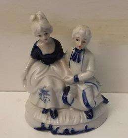 Blue and White Lady and Gent Ornament 14 CM