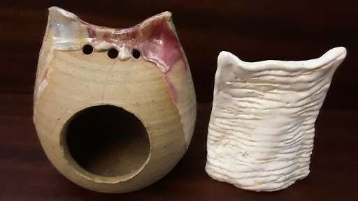 Two Pottery Owls 12 cm