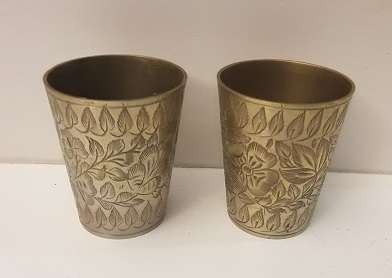 Pair of Vintage Brass Candlestick  Holders / vases / cups   6  cm