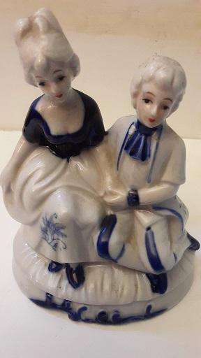 Blue and White Lady and Gent Ornament 14 CM