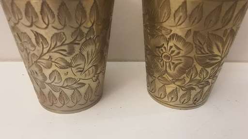 Pair of Vintage Brass Candlestick  Holders / vases / cups   6  cm