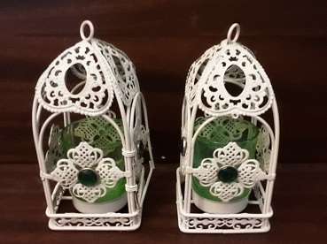 Set of Two Cage Candle Holders `17 cm