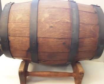 Vintage Wine Barrel with tap and stand  33 cm x 20 cm