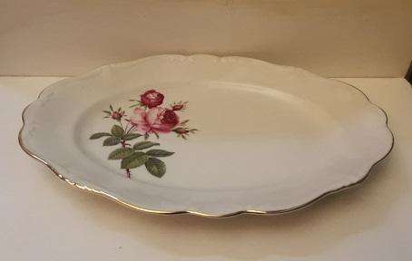 Constantia  Oval Platter Plate 33 cm x 25 cm , Red Rose Pattern