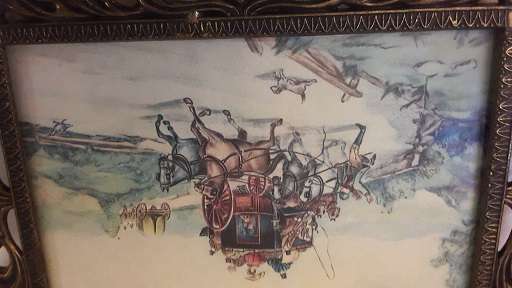 Two  x Horses and Caridge Brass ornate Wall Hanging  Frames Italy 15 x 12 cm