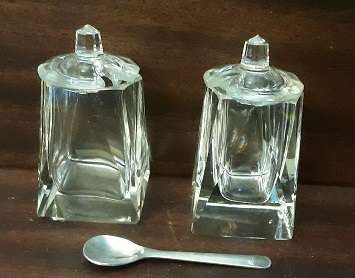 Set of Two Glass Musterd Pots