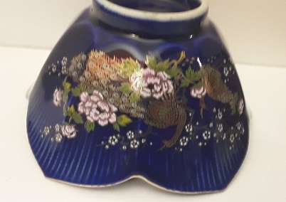 Cobalt Blue And Floral Japan Bowl 11 x 6 cm