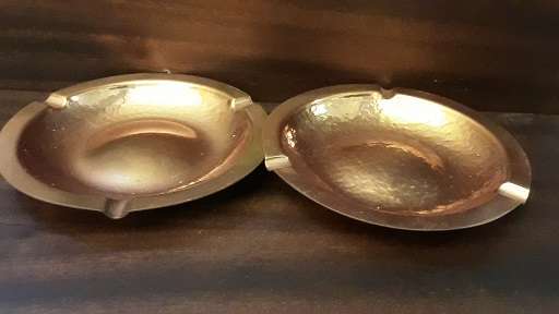 set of Two Copper Ashtrays  16 cm