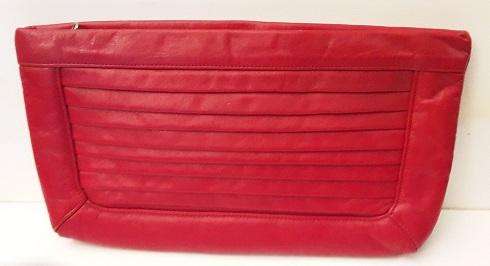 Red Leather Clutch Handbag 30 x 17 cm