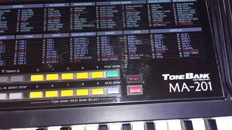 Casio Keyboard Tone Bank MA-201 Stereo