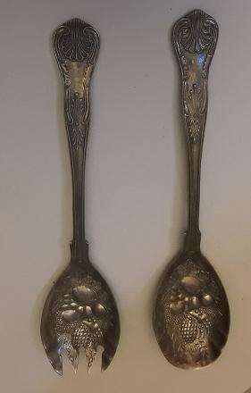 Vintage Silver-Plated Fruit or Salad Servers Kings Pattern