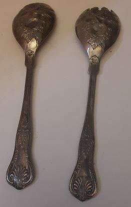 Vintage Silver-Plated Fruit or Salad Servers Kings Pattern