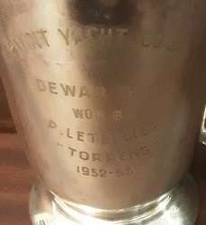 LoUIS plate EPNS Mug 13 x 10 cm engraved Point Yacht Club  1952 - 1953