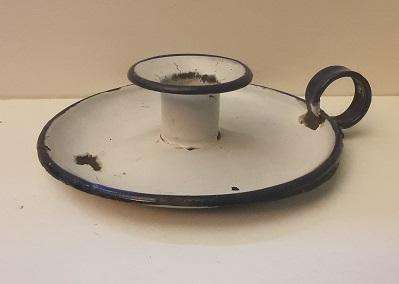 Vintage Enamel Candlestick Holder 17 cm