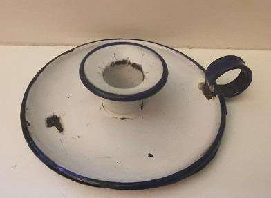 Vintage Enamel Candlestick Holder 17 cm