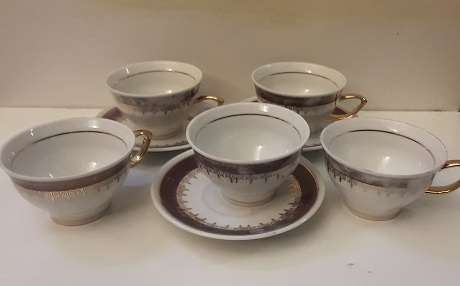 Vintage Five Cups and Three Saucers Smaller Size
