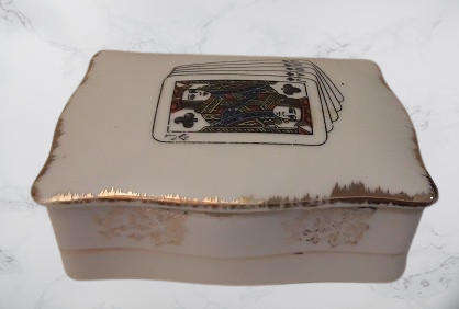 Porcelain van Hunks lidded Card Holder Box 12 x 4 cm
