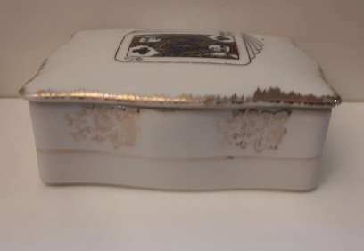 Porcelain van Hunks lidded Card Holder Box 12 x 4 cm