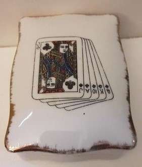 Porcelain van Hunks lidded Card Holder Box 12 x 4 cm