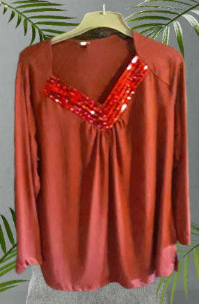 Clothing : Long Sleeve Stretch Burgundy Stretch Top size  40