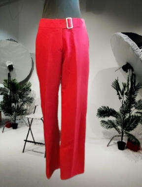 Red Straight Leg Polyester Pants Size 34