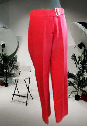 Red Straight Leg Polyester Pants Size 34