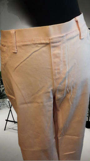 Pink Peach  Cotton Spandex Skinny Leg  Size Label  Large Pants with 2 Pockets at back