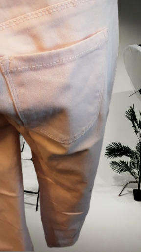 Pink Peach  Cotton Spandex Skinny Leg  Size Label  Large Pants with 2 Pockets at back