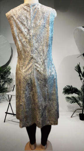 Jane Langford Grey and White Dress with back zip Label Size 38