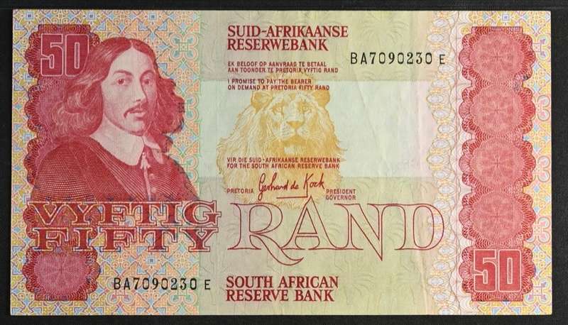 1984 South Africa Reserve Bank R50 PMG Graded 30  Very Fine EPQ (Exceptional Paper Quality )