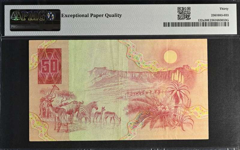 1984 South Africa Reserve Bank R50 PMG Graded 30  Very Fine EPQ (Exceptional Paper Quality )