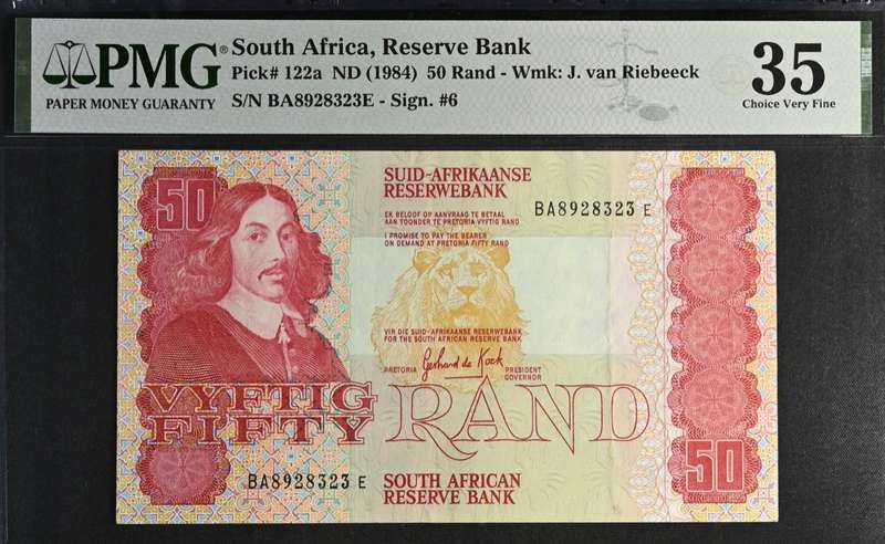 1984 South Africa Reserve Bank R50 PMG Graded 35 Choice Very Fine