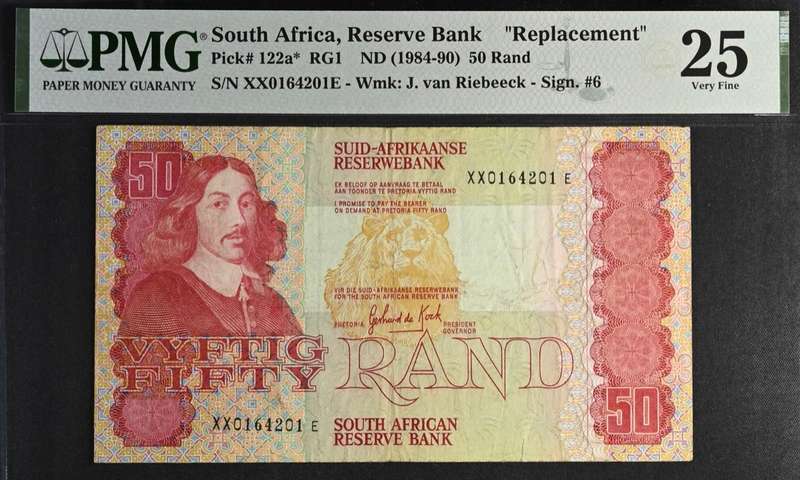 1984 South Africa Reserve Bank R50 PMG Graded 25 Very Fine EPQ
