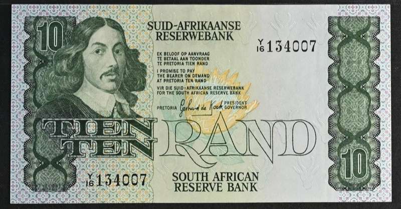 1982 South Africa Reserve Bank GPC De Kock R10 PMG Graded 35 Choice Very Fine EPQ