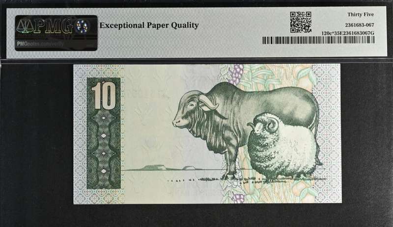 1982 South Africa Reserve Bank GPC De Kock R10 PMG Graded 35 Choice Very Fine EPQ
