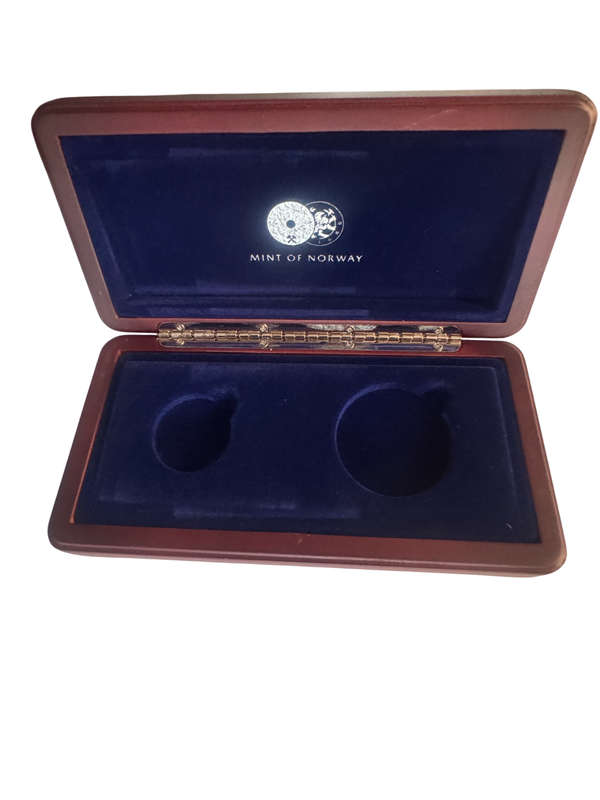Original Mint of Norway Coin Box - Box Holds  1 x 1oz Coin + 1 x 1/2 Ounce Coins Encapsuled