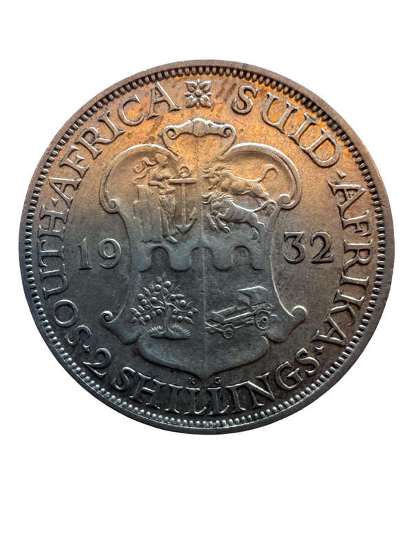 1932 South Africa Union 2 Shillings Silver Florin -  George V