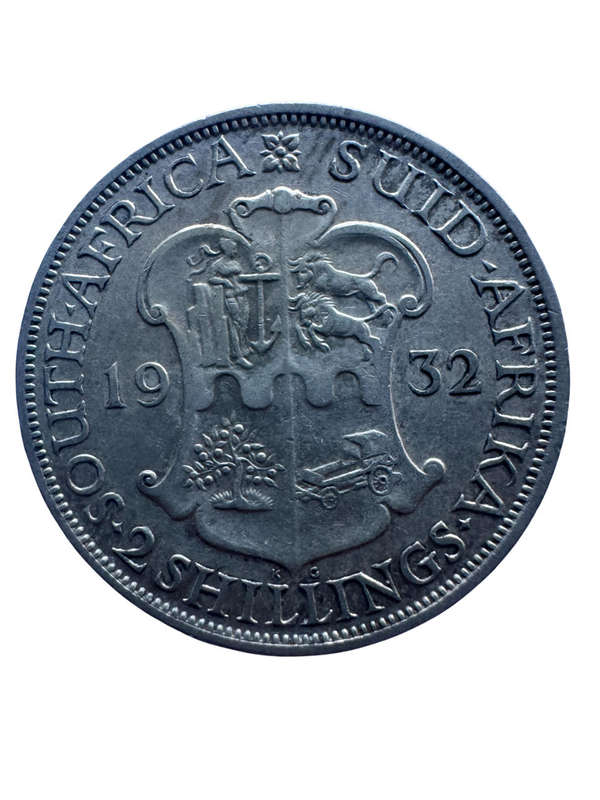1932 South Africa Union 2 Shillings Silver Florin -  George V