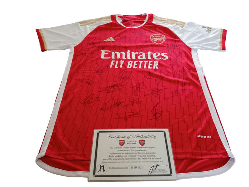 Autographed Football Jersey Arsenal 2023 -2024 Home Jersey Hand Signed By Most First Team Stars