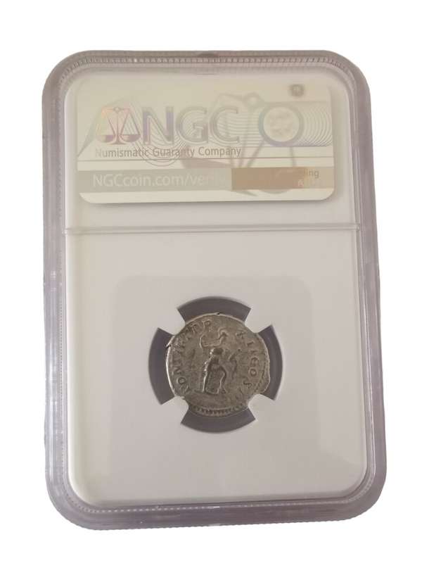 Ancient Coin Roman Empire AR Denarius Caracalla, Year AD 198-217 NGC Graded