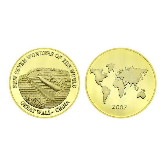 2007 Coin Great Wall China - New Seven Wonders of The World Gold Plated Coin